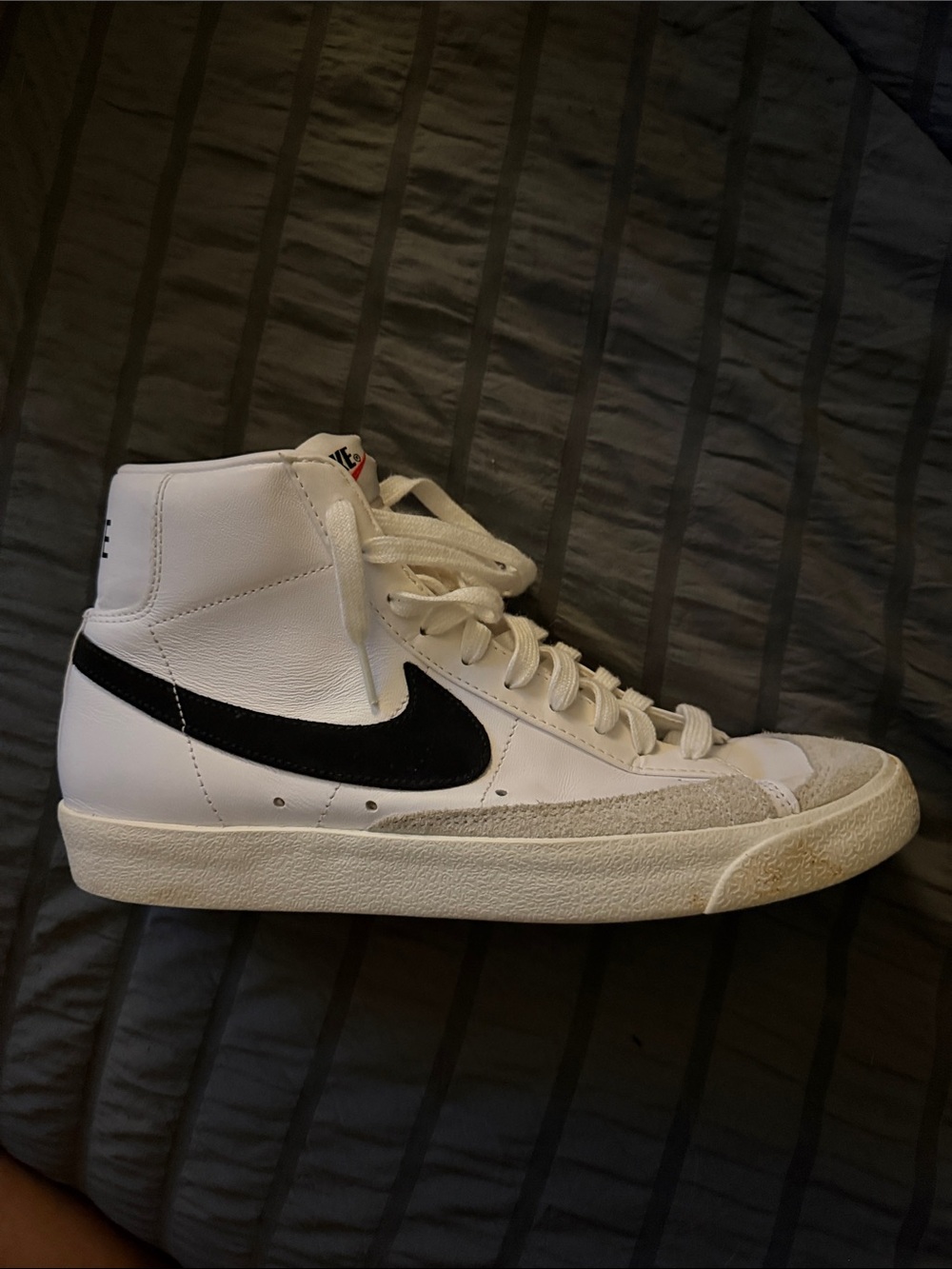 Nike White and Black High-Top Skate Sneakers